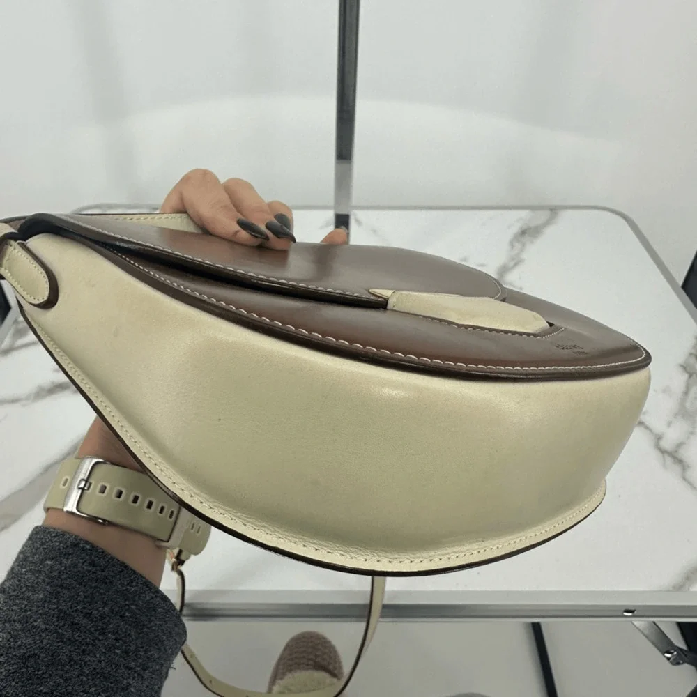 Celine 2016 Phoebe Philo Trotteur Crossbody Flap Bag Two Tone Beige Brown